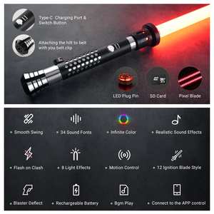 <span class=keywords><strong>Sabre</strong></span> <span class=keywords><strong>laser</strong></span> de <span class=keywords><strong>combat</strong></span> LGTSabers <span class=keywords><strong>Star</strong></span> <span class=keywords><strong>Wars</strong></span> Luke, dernière version, qualité supérieure, en alliage Xenopixel, avec effets sonores de duel et verrouillage de flash critique - Product Image 3
