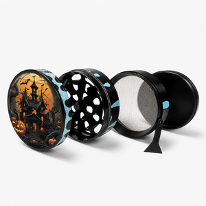 Molinillo de Hierbas Metálico Desmontable de 4 Partes con Diseño de Sombrero de Bruja, <span class=keywords><strong>Calabaza</strong></span> y Murciélago de Camuflaje Azul, Personalizado OEM ODM de Fábrica para Halloween - Product Image 2