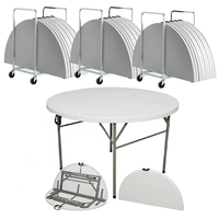 Tables pliantes rondes en HDPE blanc granit de 4 pieds pour banquets et réceptions en plein air – Offre spéciale