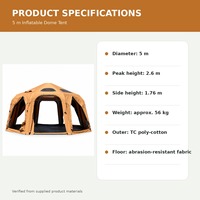 Tente dôme gonflable de 5 m, 20 m² en coton TC imperméable, abri événementiel de glamping à structure pneumatique pour 6-8 personnes