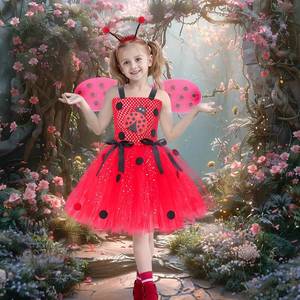 Costume d'insecte pour enfants HP, robe de coccinelle à sept étoiles de dessin animé, ensemble de performance de scarabée pour fille pour Halloween - Product Image 3