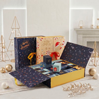 Emballage personnalisé pour calendrier de l'avent, calendrier de l'avent de luxe à remplir, boîte cadeau vide pour compte à rebours de Noël, 24 jours, boîte mystère DIY