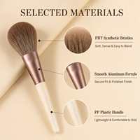 Großhandel 12-teiliges Make-up-Pinsel-Set mit elfenbeinfarbener Reißverschlusstasche, weichen PBT-Synthetikborsten, Aluminium-Ferrule, PP-Griff, Gesichts- und Augen-Kit