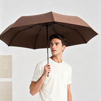 Parapluie pliant automatique de haute qualité, compact, portable, avec poignée en plastique, coupe-vent, 9 baleines en fibre de verre, ouverture automatique, personnalisable