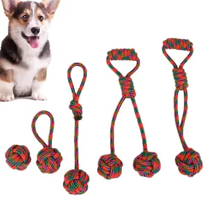 2024 Rood Touw Kies Tanden Goedkope Hond Touw Cadeau 5 Stuks Touw Duurzaam Hond Speelgoed Set