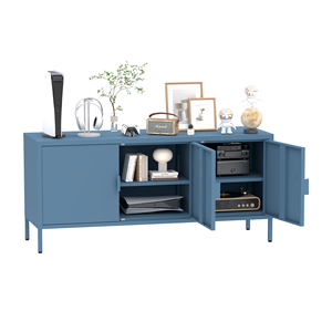 Metal Storage Sideboard Cabinet Living Room Blue 3 Door <strong>TV</strong> Buffet Steel Furniture <strong>for</strong> Modern Living Room Storage - Product Image 1