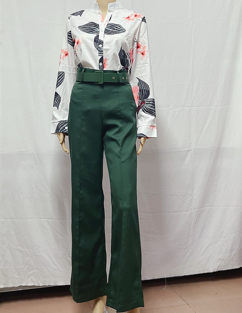 Y220161-1 New Fashion Print Long Sleeve Shirt Sets with belt 3 Piece Women Summer Outfits Sets Three Piece Blouse Shorts Set