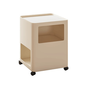 Simple Cream Nightstand With Led Lighting Movable Storage Cabinet For Living Room Sofa Side Table - Product Image 5