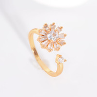 Nouvelle mode bague anti-anxiété bague en forme de fleur ruban couleur or bague fidget spinner en stock bague d'anxiété réglable pour femme