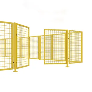 steel wire Isolation fence machine robot guard fencing warehouse fence panel With Sliding Gate Door