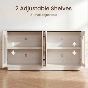 Dropshipping Contemporary Freestanding Storage Organizer <strong>Cupboard</strong> White Arched Cabinet Display Shelves Entryway - Product Image 4