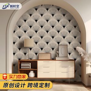 Creation Of Time And Space Peel And Stick Wallpaper Geometric Fan Pattern Self Adhesive For Tv Wall Decor - Product Image 1