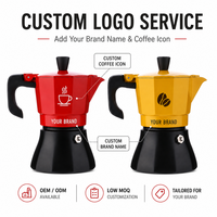 Kingze Premium Trendy Moka Cafetière Aluminium Cuisinière Espresso Percolateur Cafetière Portable 3/6 Tasses Italienne Moka Pot