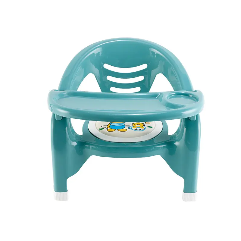 Lovely cartoon printed kids safe plastic dinner chairs with table and sound