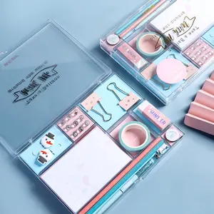 눈 문구 세트 선물 상자: 젤 펜/연필/클립/바인더 클립/문구 Washi 테이프
