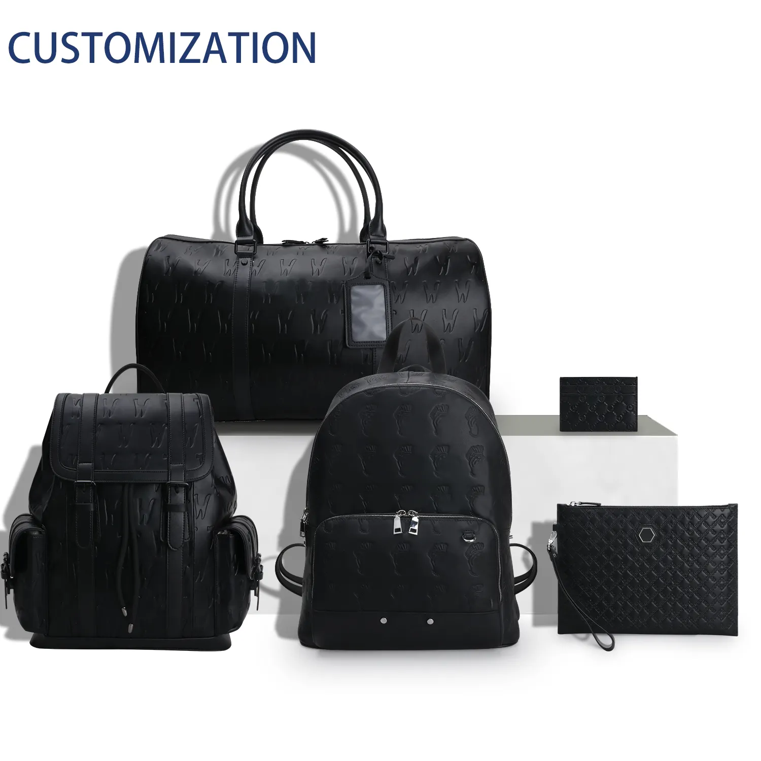 Đầy đủ customzaiton Chất lượng cao Vegan da Crossbody Túi unisex tùy chỉnh màu đen Unisex Logo dập nổi Da Túi Messenger