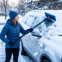 Pelle à neige télescopique en aluminium de 16 pieds, grattoir à glace, outil écologique pour le déneigement des toits, manche long réglable