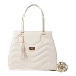 Bolso de Mano para Mujer Fana Alissa, Blanco, Cuero PU Acolchado, Decoración de Perlas, Cierre de Solapa, Dos Asas, para Bodas y Uso Diario - Product Image 3