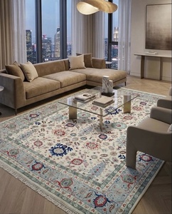 Alfombra de lana estilo persa Oushak con diseño de medallón, rectangular, para sala de estar, con base de goma antideslizante - Product Image 2