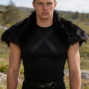 Capa de Hombro Vikinga Medieval de Piel Sintética Ecológica para Verano, Chal de Guerrero Nórdico, Disfraz para LARP, Cosplay, Feria Renacentista, Disfraz de Película - Product Image 2