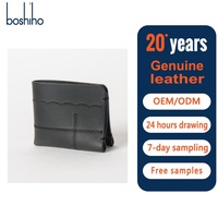 Dompet ID Bisnis Portabel Anti Maling Kulit Sapi Asli Model Buka Tutup Vintage Pendek Lapisan Nilon RFID Anti Pencurian Unisex Warna Batu