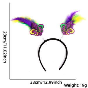 Mujeres Mardi Gras plumas tocados lentejuelas diadema sombrero traje fiesta carnaval púrpura verde diademas brillo diademas - Product Image 4