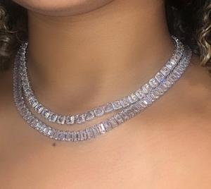 Kalung Tennis Persegi 6MM CZ 5A CZ Mewah Berkilau Penuh Batu Choker Trendi Rock Punk Wanita Pria Perhiasan Hip Hop - Product Image 3