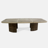 Table à manger extensible haut de gamme, moderne, de luxe, écologique, 10 places, pour villa et hôtel, en placage de noyer.