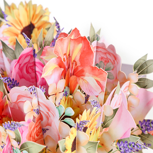 Lovely 3d <strong>Thinking</strong> of <strong>You</strong> Thank <strong>You</strong> Sunflower Bouquet Pop up Flower Greeting Card - Product Image 3