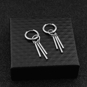 Meilleures ventes 2026 : Boucles d'oreilles pendantes carrées longues personnalisées, design minimaliste de niche, unisexe, bijoux tendance - Product Image 2