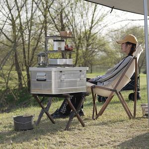 Aluminum Alloy Insulated Cooler <b>Box</b> 50X38X33.5 Foldable Travel <b>Storage</b> Rack Outdoor <b>Camping</b> Use - Product Image 1