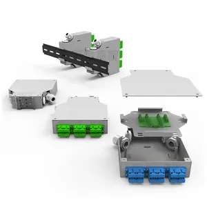 Caja de terminales de fibra optica de Metal para montaje en interior Panel de cargado FTTHFTTX puerto de 12 nucleos carril DIN