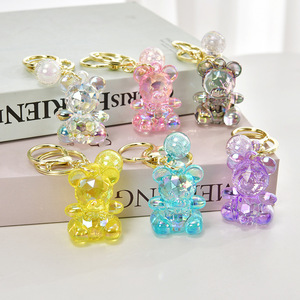Porte-clés Ours Transparent en Acrylique, Pendentif Ours en Cristal Coloré, Accessoires pour Sacs, pour Machine à Griffes et Boîte Mystère - Product Image 1