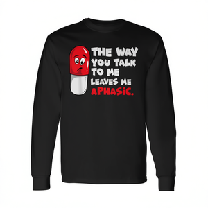 Camiseta de manga larga con diseño de juego de palabras médico: "El modo en que me hablas deja mi cerebro aturdido" - Product Image 2