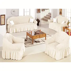 Home furniture cover for sofa and seats plain elastic 3 2 1 sofa covers bubble fabric