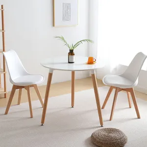 Nordic simple modern classic space saving wooden circle round white small dining room tables furniture