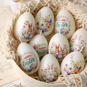 New Easter Egg Shell Scented <b>Candle</b> Easter Egg Decor Gift <b>Candle</b> Animal Print Aromatherapy Home Atmosphere Ornament - Product Image 3