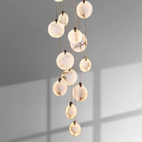 Luminaire suspendu de luxe MEEROSEE en marbre pour escalier et palier, idéal pour villa duplex, éclairage principal suspendu haut au-dessus du plafond MD88191