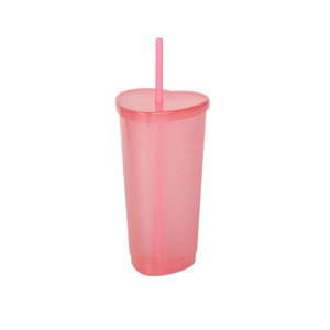 Vaso de Plástico Reutilizable con Logotipo Personalizado de 24 oz, Color Rosa con Purpurina en Forma de Corazón, Botella de Agua de Plástico Libre de BPA para Cafetería, Tienda, para el Día de San Valentín - Product Image 5