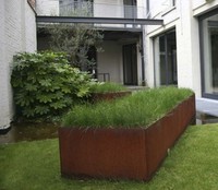 Pot bunga tanaman baja Corten taman luar ruangan persegi panjang Modern