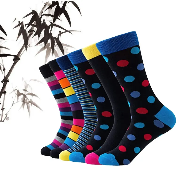 Wholesale 100% Bamboo Fiber Fashion Novelty Business Anti Bacterial Organic Colorful Custom Logo Men OEM Bamboo Socks