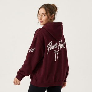 Custom Logo Premium <b>Burgundy</b> Fleece Pullover Hoody Loose Fit Embroidered Logo Streetwear Heavy Weight Winter 100% Cotton Unisex - Product Image 4