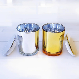 Vaso de vela de 220ml y 315ml de Color dorado y plateado galvanizado a la <span class=keywords><strong>moda</strong></span> con tapa de aleación de zinc y Metal de madera - Product Image 4