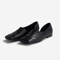 Chaussures d'été coréennes à bout carré, respirantes, légères, à enfiler, en cuir véritable avec nœud décoratif