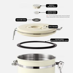 Coffee Canister with Valve & Date tracker Coffee Grounds Beans Canister Stainless Steel Airtight Coffee Canister - Product Image 6