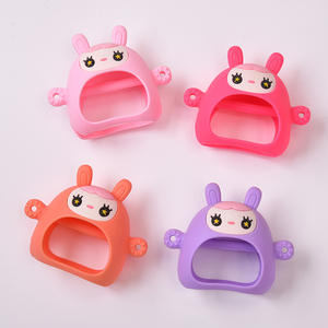 Nueva caricatura creativa pequeño conejo blanco silicona diente entrenamiento juguete pulsera Anti-Color prueba mano molienda pegamento mordedor bebé - Product Image 1