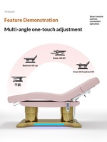 Table de massage électrique pliable avec éponge haute densité, éclairage d'ambiance et hauteur réglable pour soins des cils, tatouage et soins des oreilles