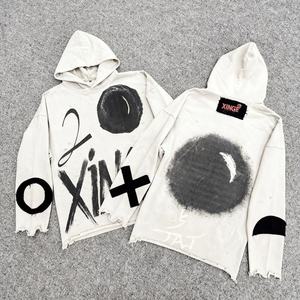 Nouveau Hoodie Streetwear 2026 450g avec Impression Numérique Directe sur Tissu Motif Graffiti Coupe Oversize Boxy et Finition Vieillie pour Homme - Product Image 3