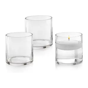 Wholesale Transparent Color Lanterns Candle Jars Cylinder Glass Candle Holder for Wedding Party