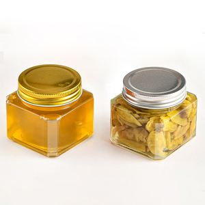 Vente en <span class=keywords><strong>gros</strong></span> 250 380 Pot de stockage de confiture de nourriture au miel en verre octogonal à grande bouche large de 500 ml Pot en verre de 16 oz avec couvercles dorés - Product Image 4